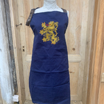 Tablier brodé Lion de Gascogne jean et simili cuir