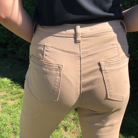 pantalon taille haute beige à poche