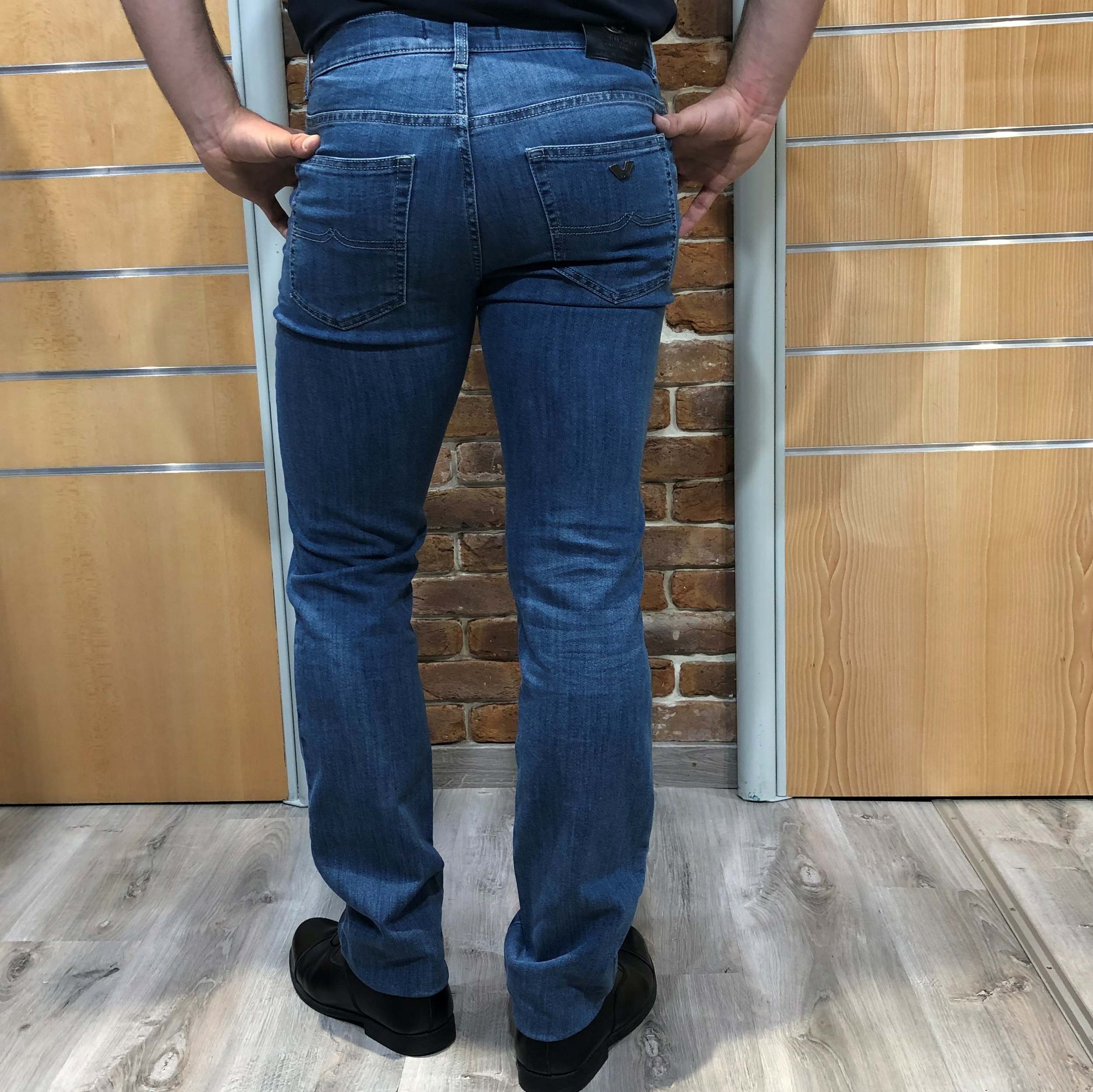 pantalon straight en toile légère bleu