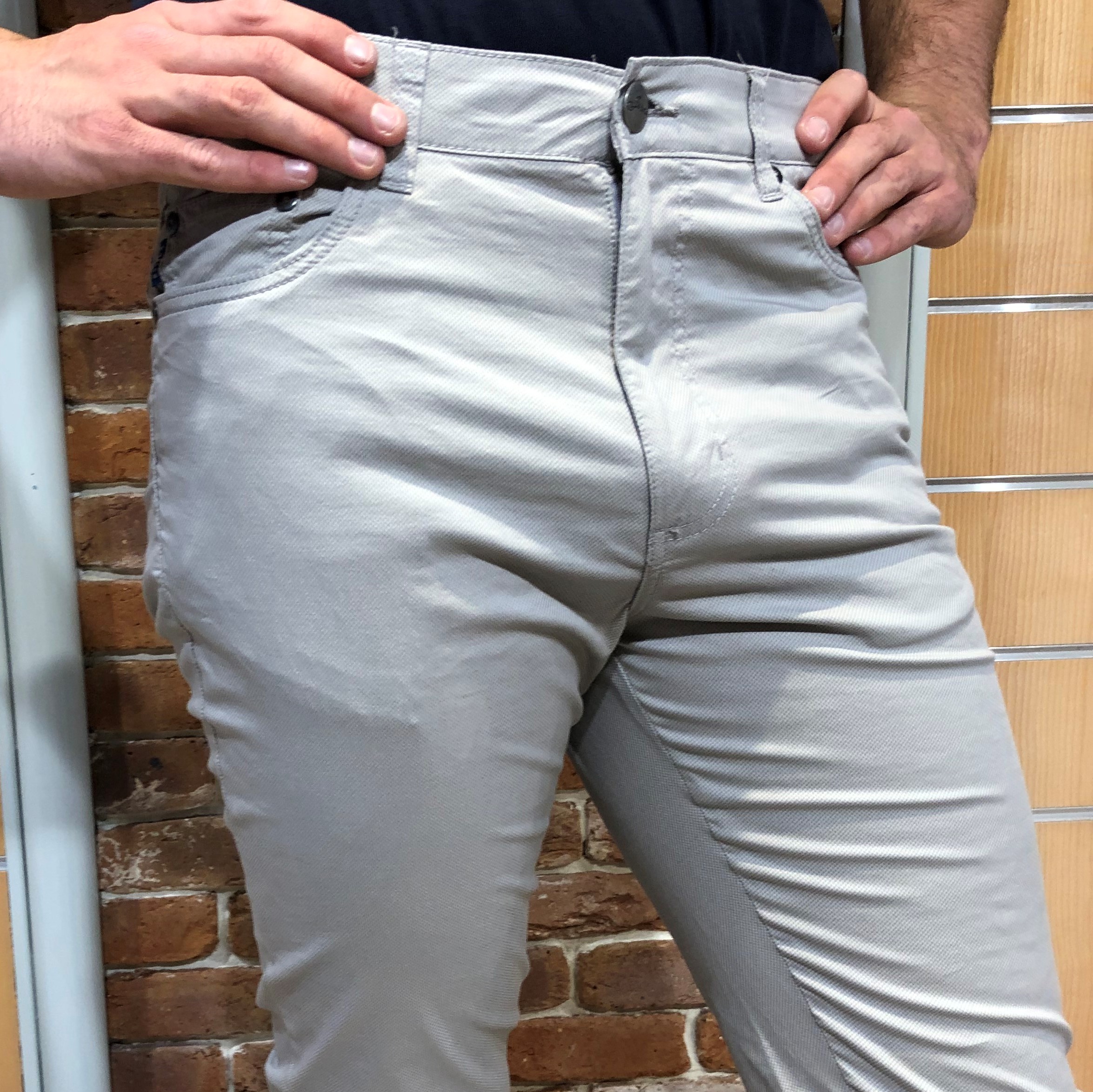 pantalon en toile homme gris clair