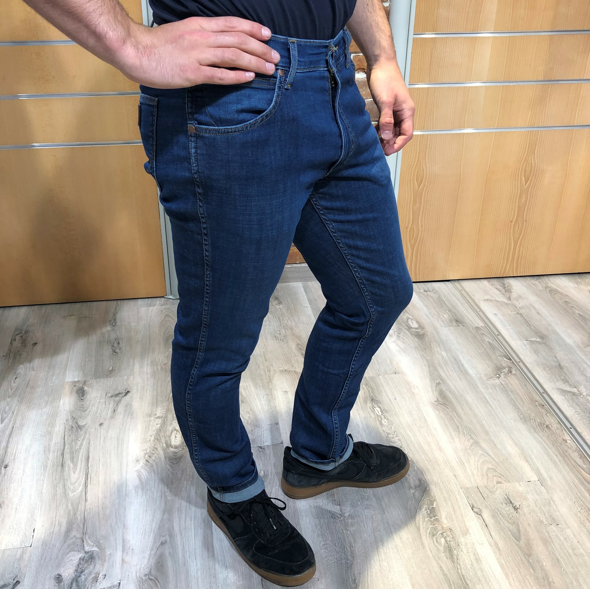 jeans straight homme bleu à poche
