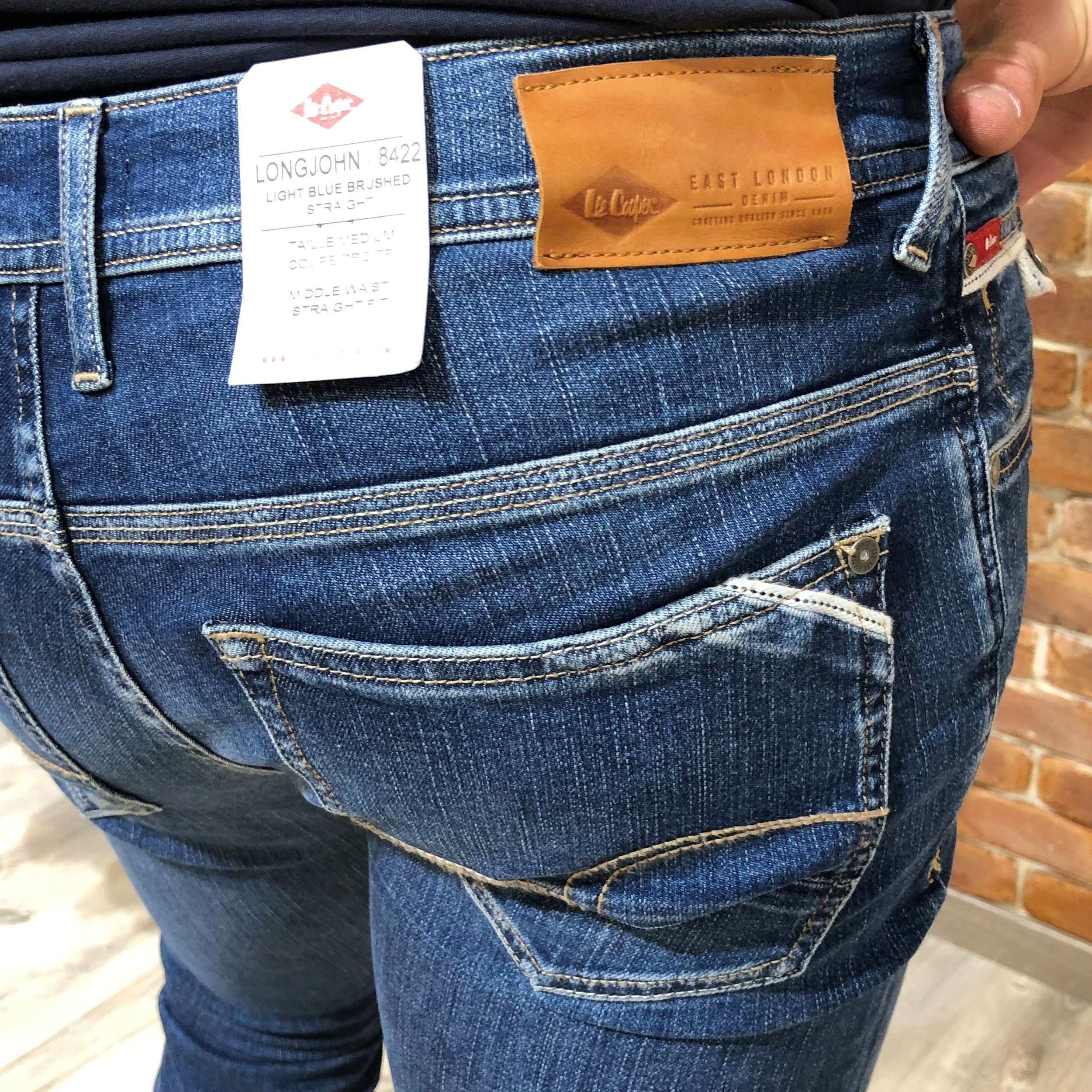 jeans straight homme bleu à poche