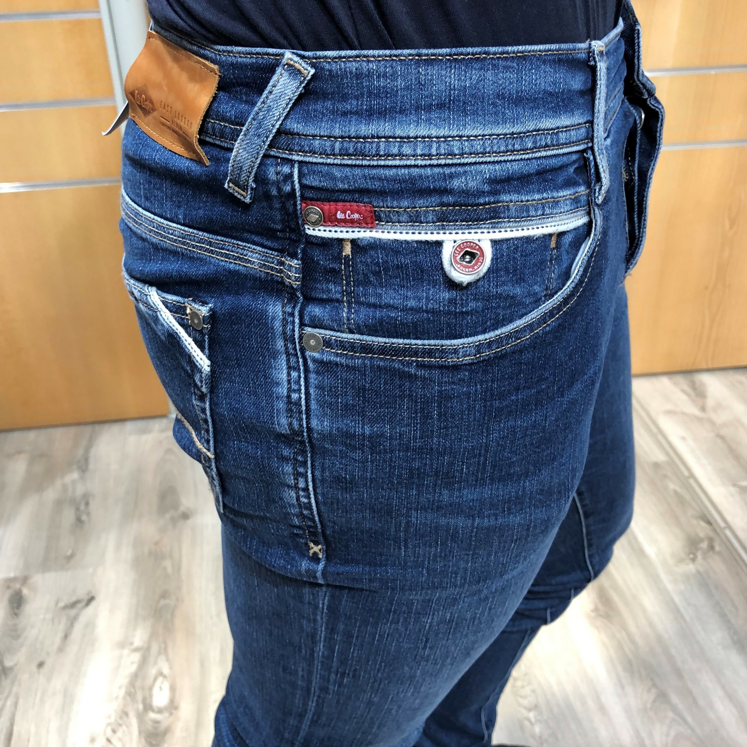 jeans straight homme bleu à poche