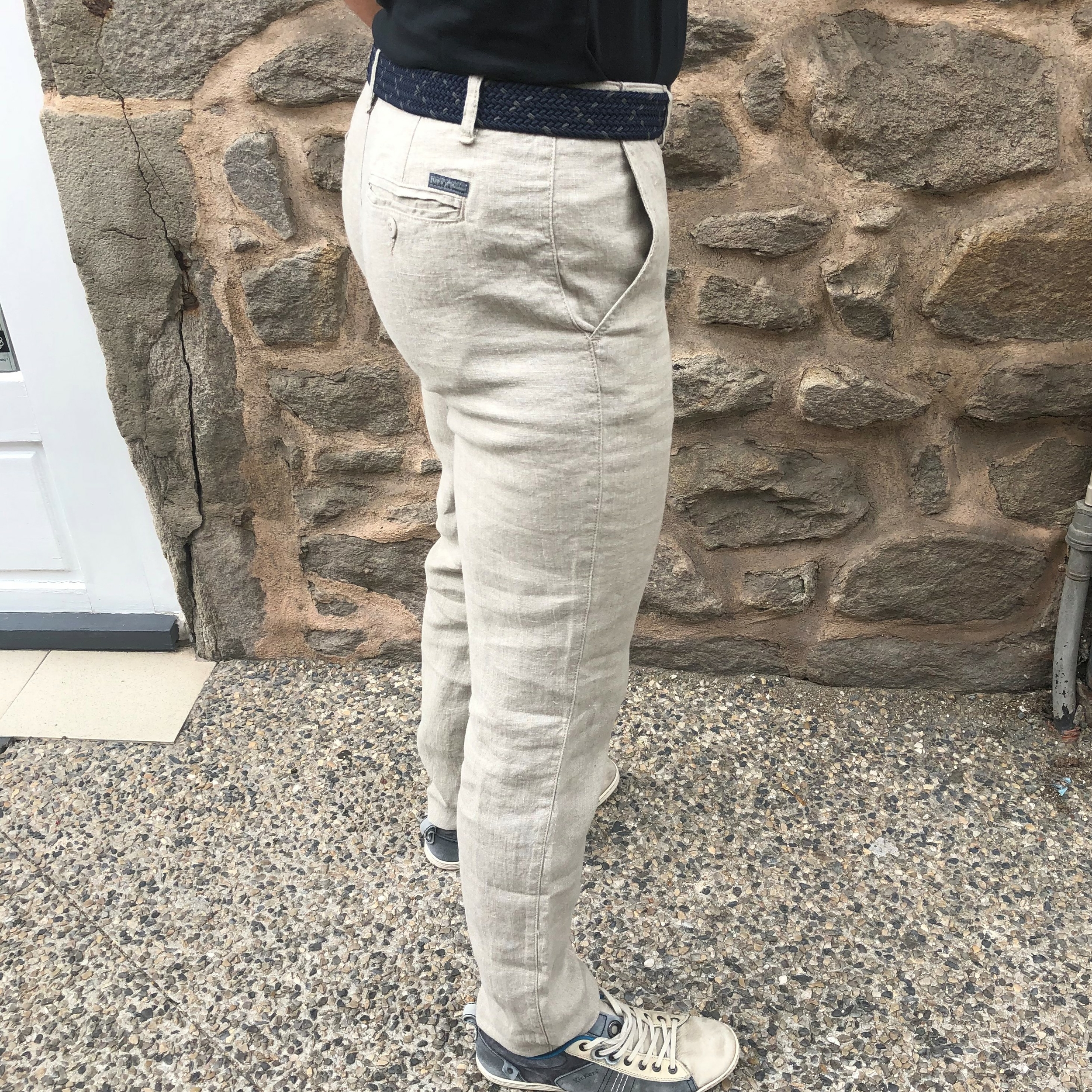 chino homme en lin avec poche