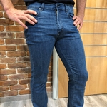 pantalon straight en toile légère bleu