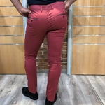 Chino en toile rouge homme