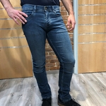 jeans straight homme bleu à poche