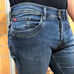 jeans straight homme bleu à poche
