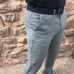 chino homme en lin avec poche gris