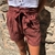 short en toile rouille avec ceinture à nouer