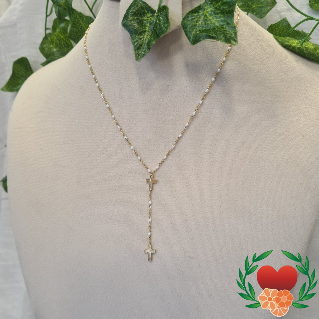 Collier Louise Doré Blanc