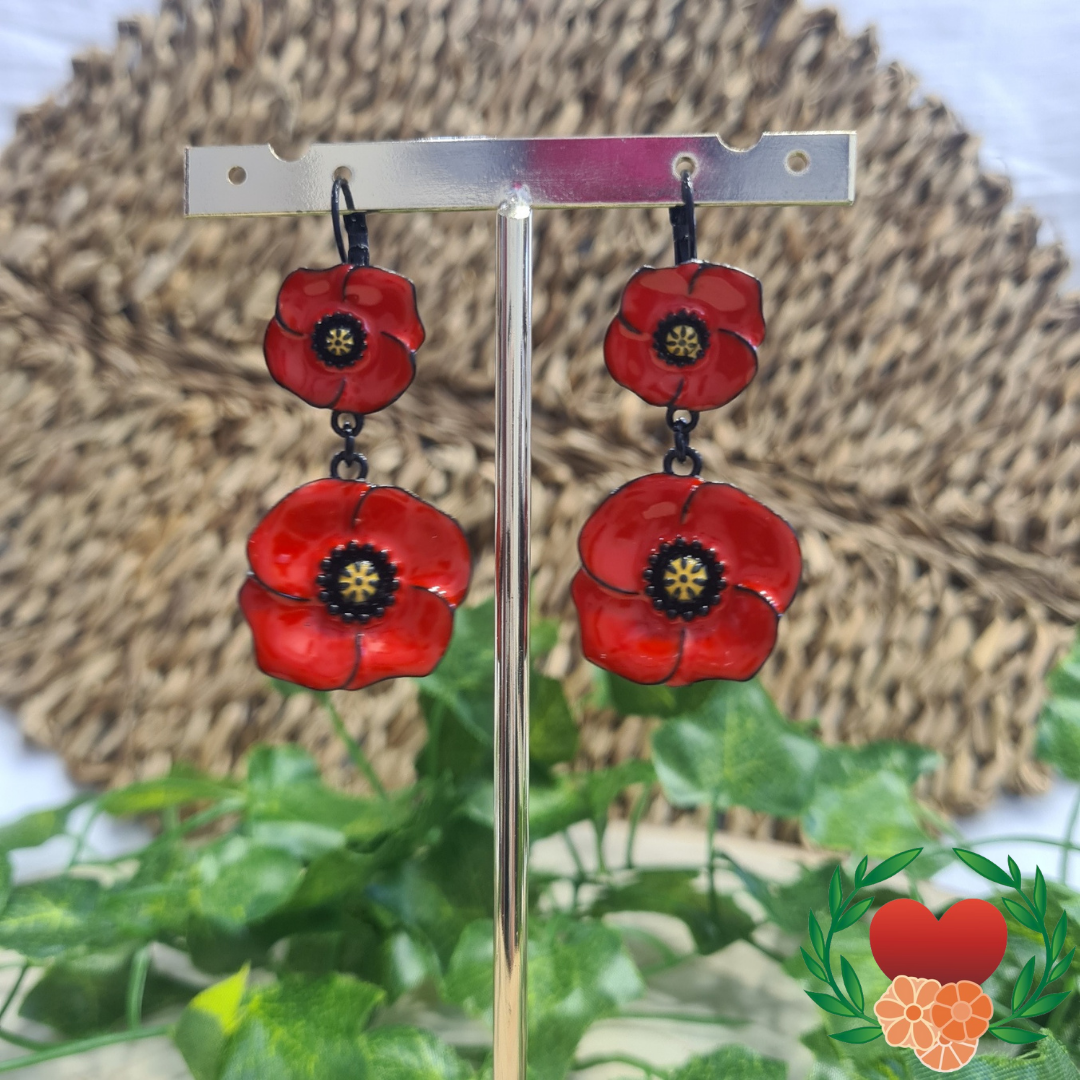 Boucles d'oreilles pendantes Coquelicot