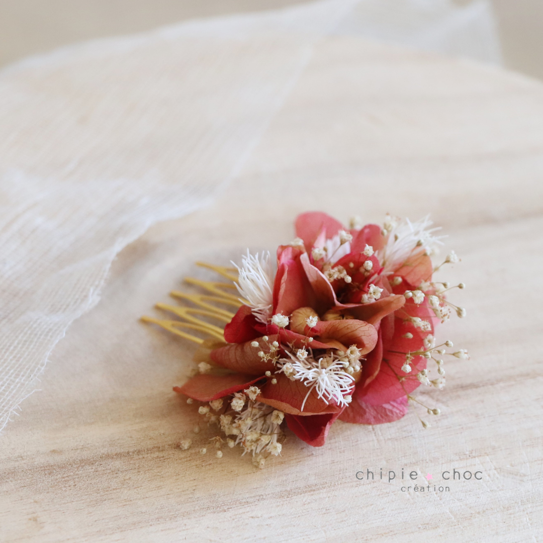 petit peigne fleurs séchées mariage