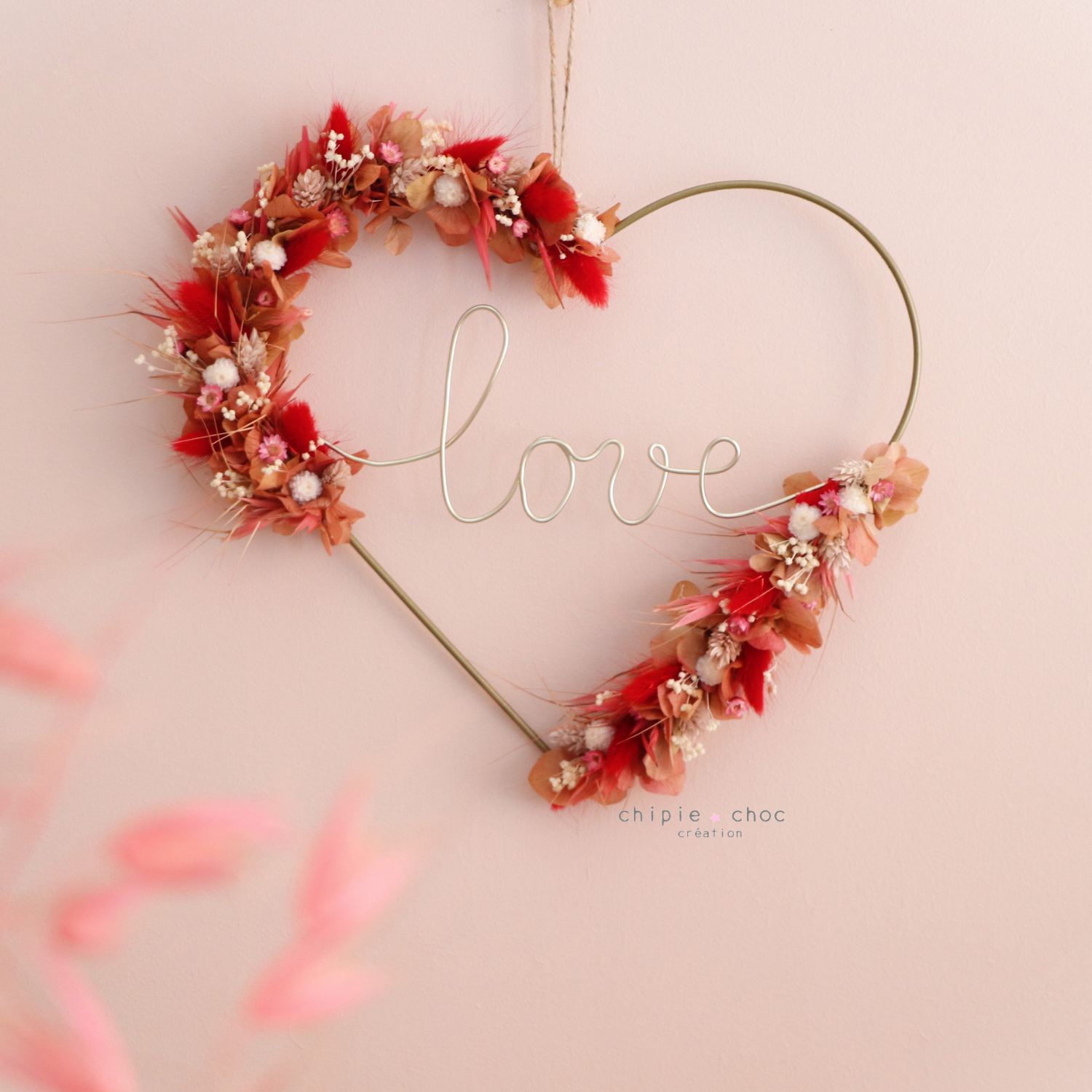 coeur fleurs séchées love