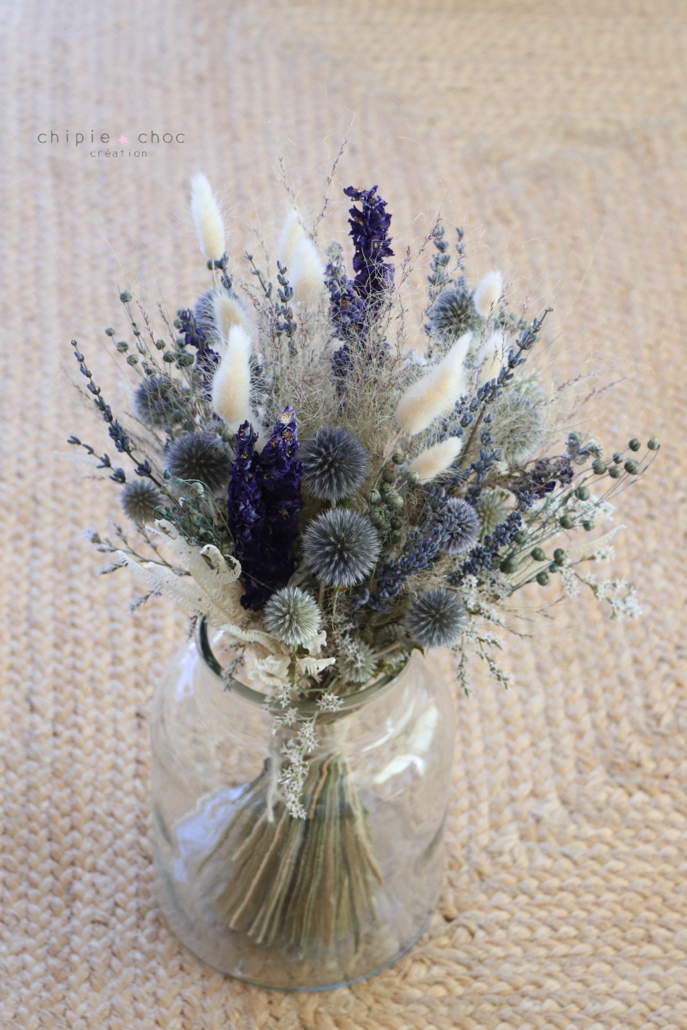 décoration bouquet blanc bleu