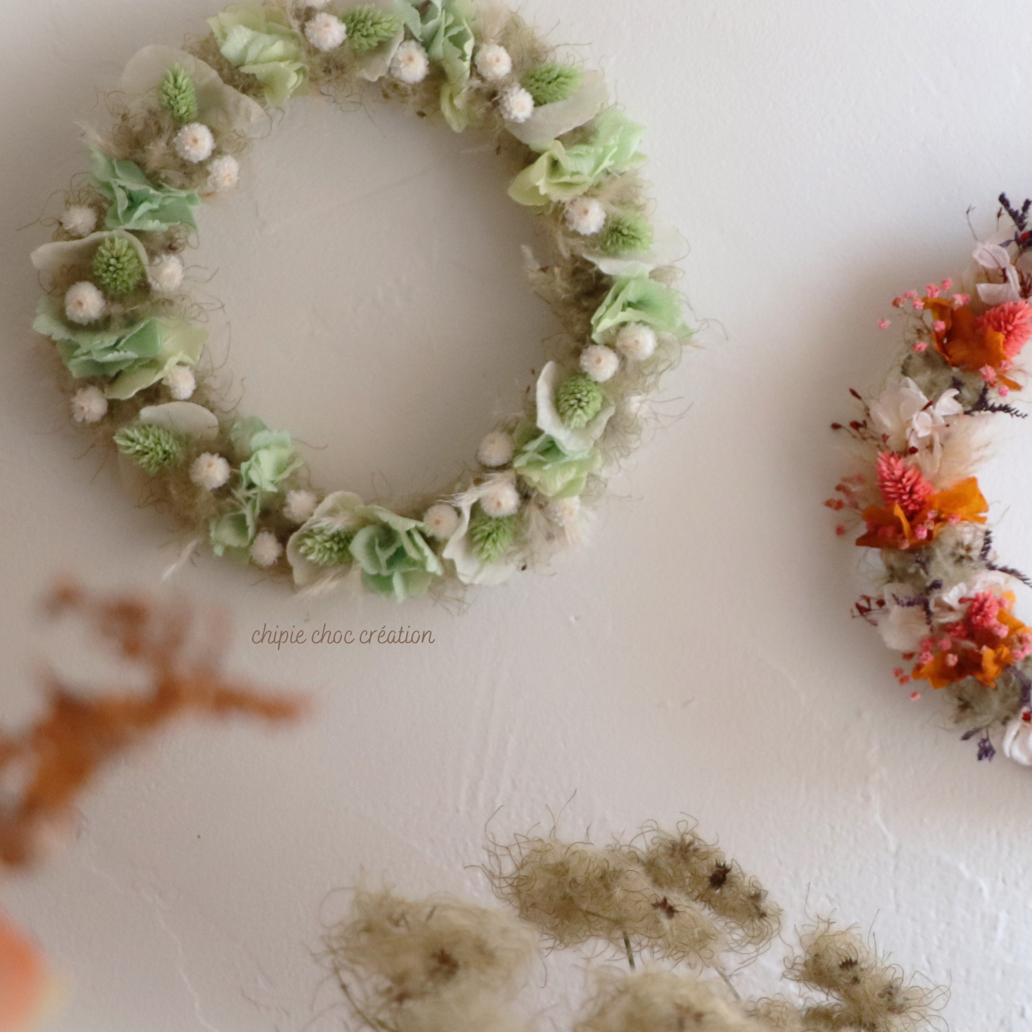 couronne fleurs séchées menthe