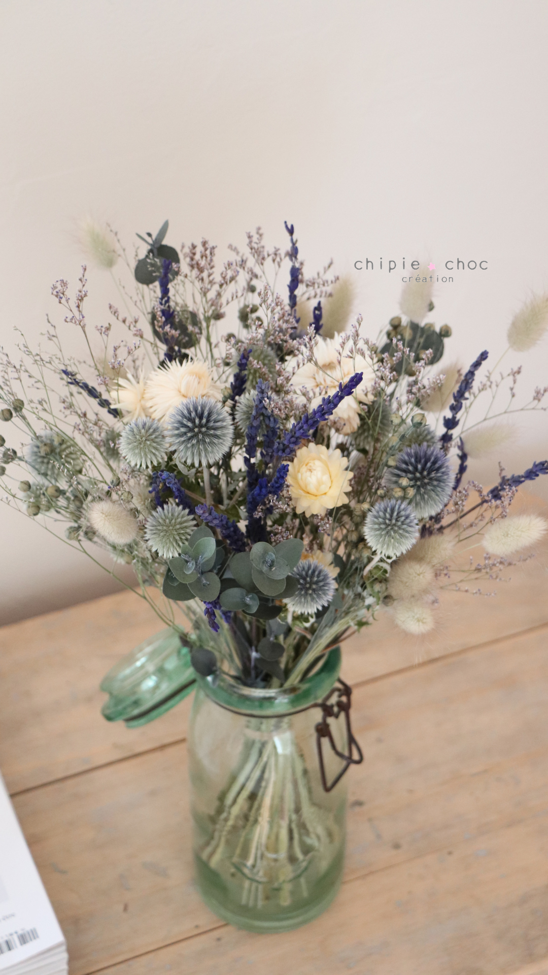 bouquet bleu fleurs séchées