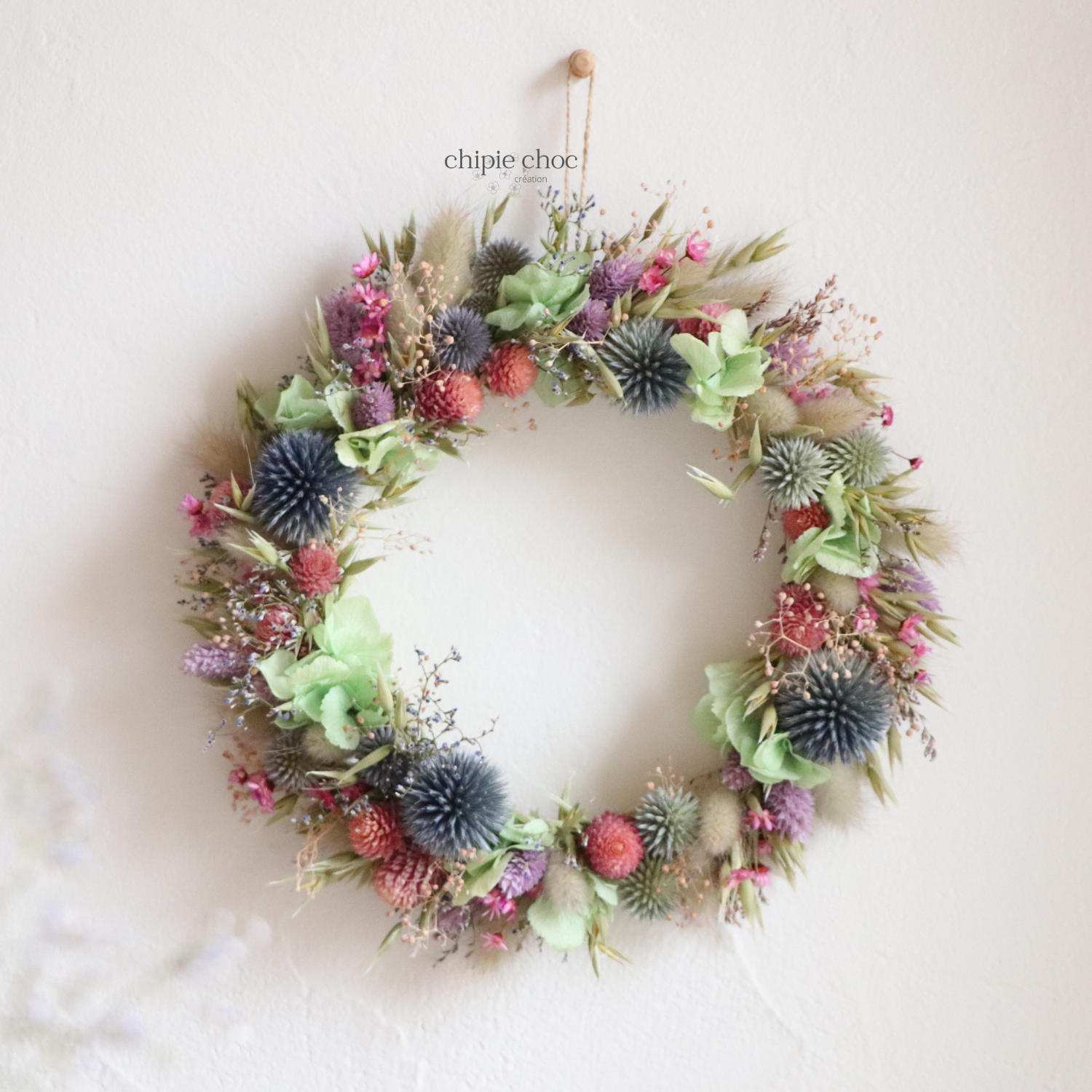 décoration couronne murale fleurs séchées