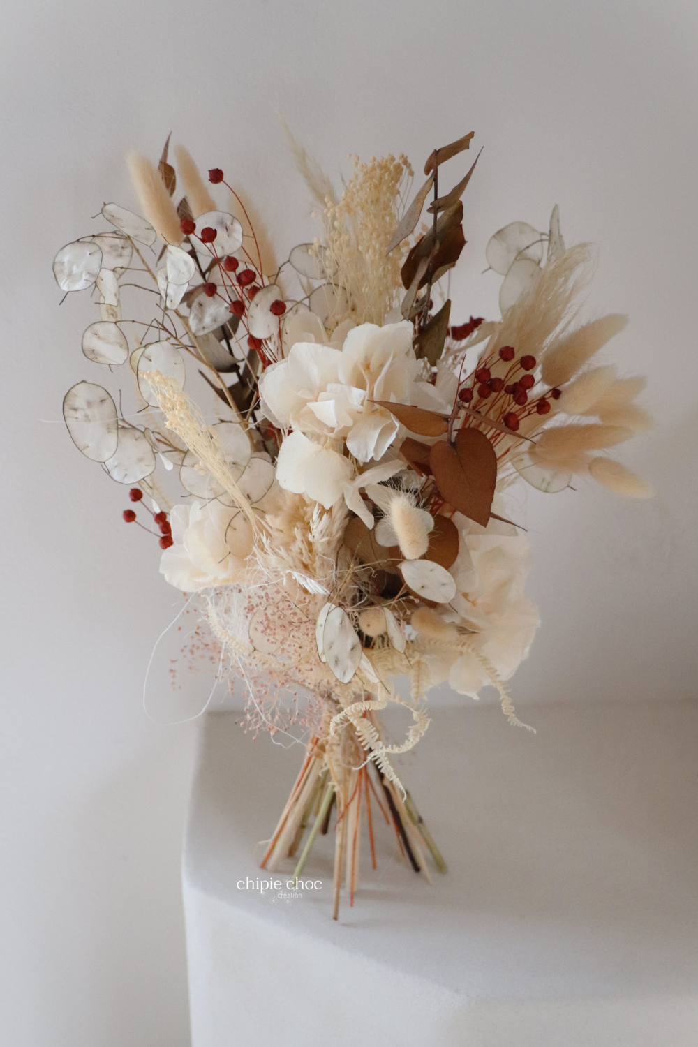 bouquet fleurs séchées crème terracotta