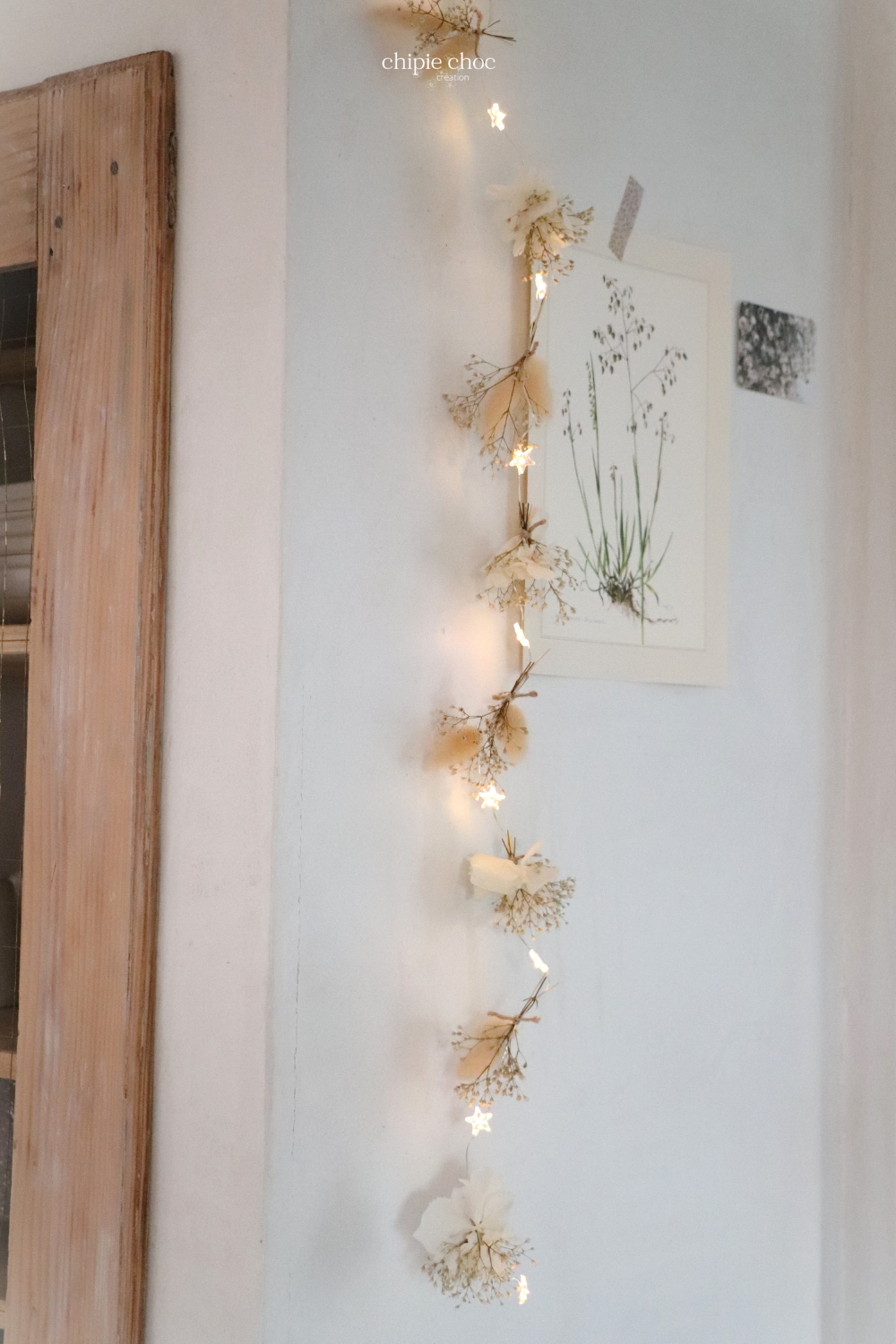 guirlande étoile led fleurs séchées