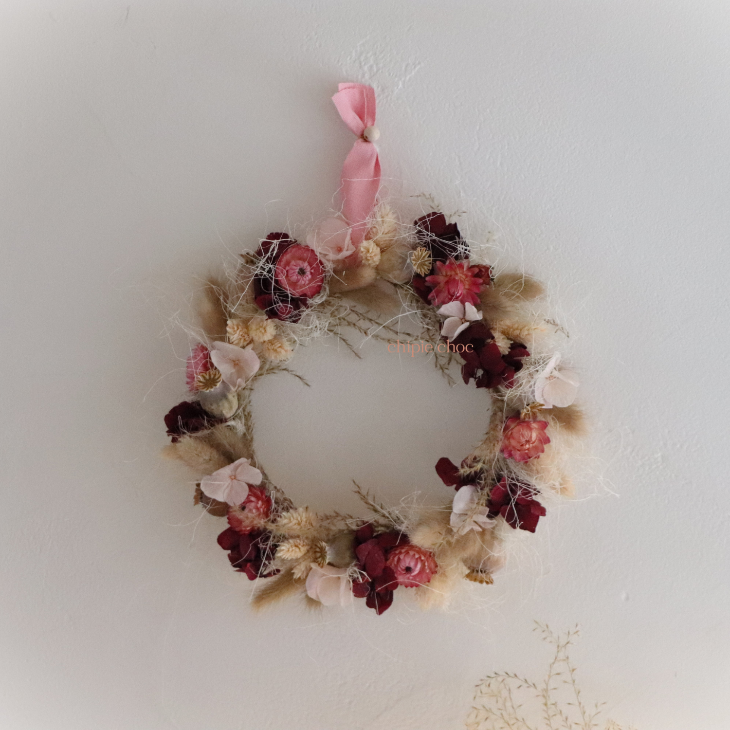 couronne crème rose et bordeaux