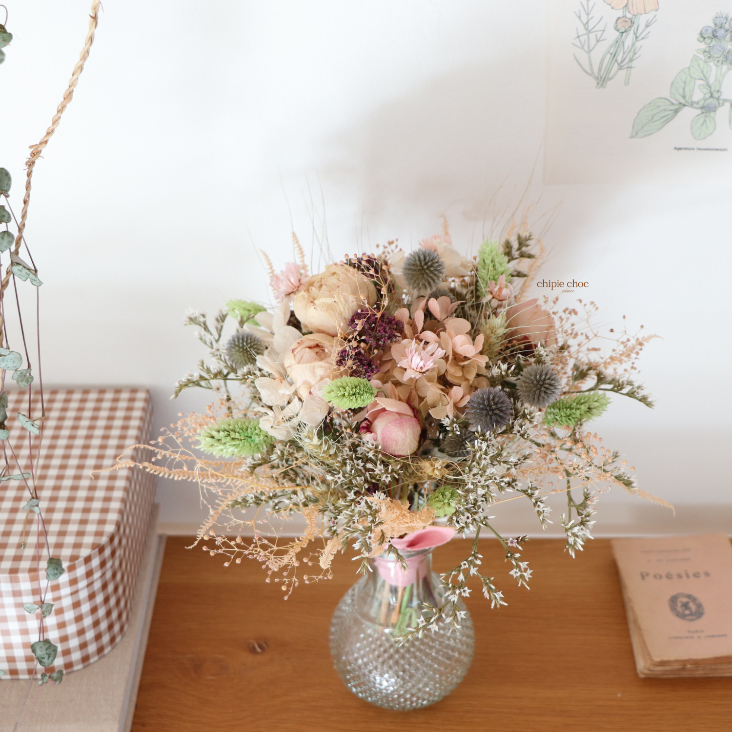 bouquet printanier en fleurs séchées