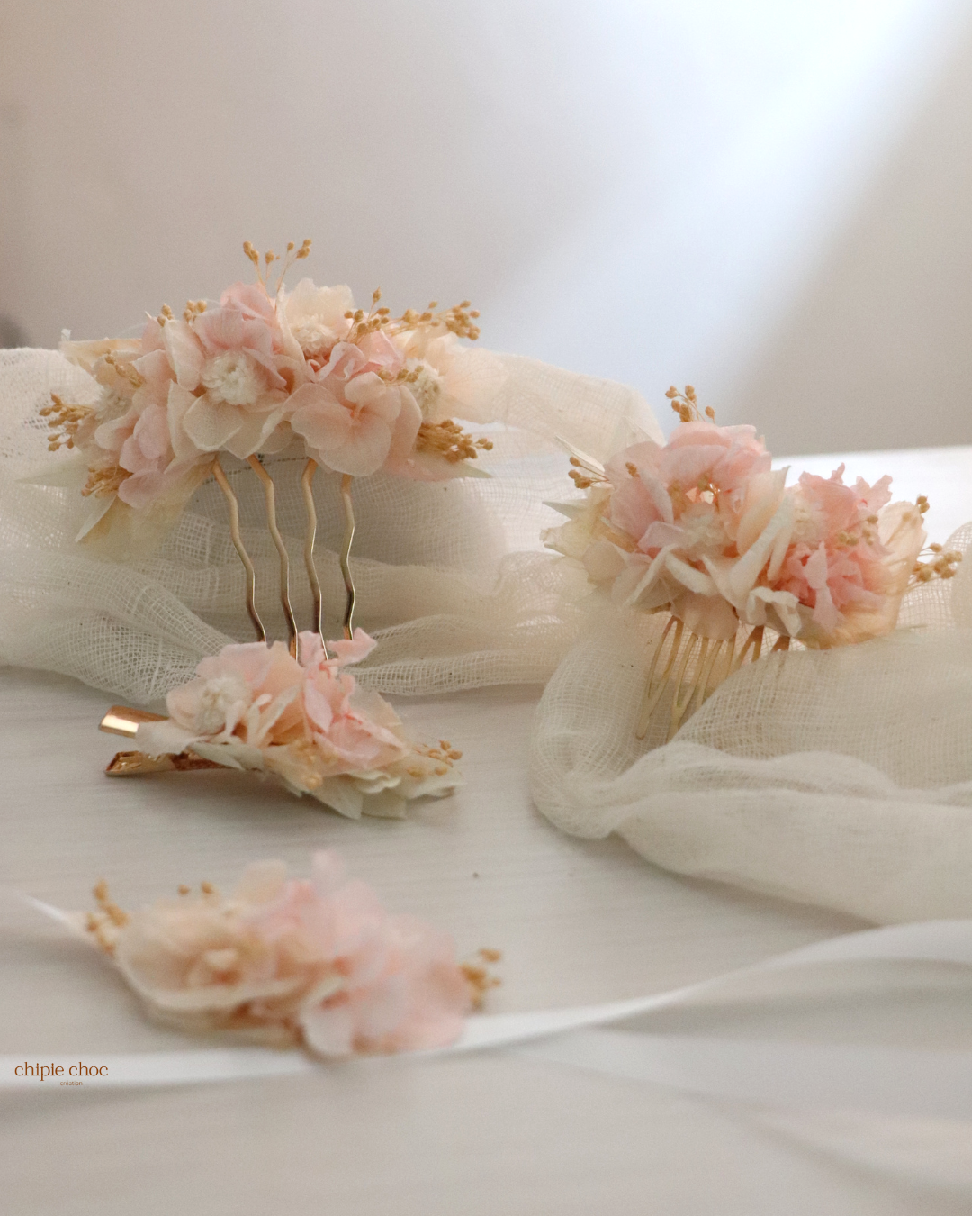 Acessoires pour mariée fleurs séchées