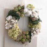 couronne fleurs séchées Jade vert blanc