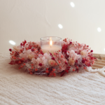 Couronne de fleurs séchées rose et rouge