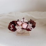peigne mariage bordeaux rose