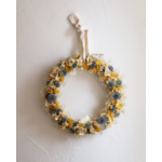 couronne en fleurs bleu et jaune