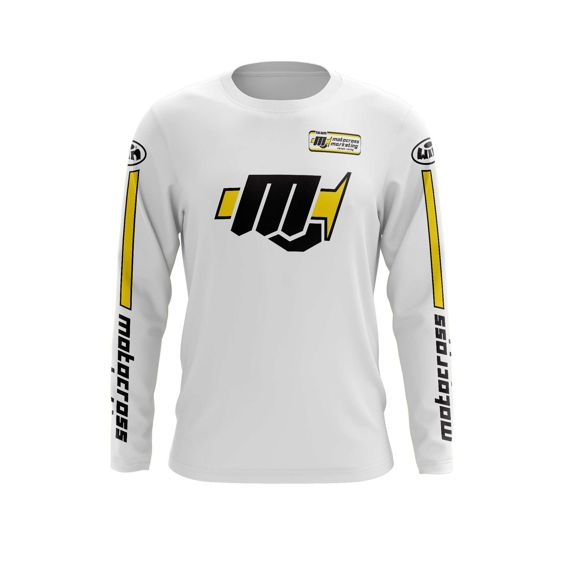 Maillot Trial MXM Origin Blanc Noir Jaune Face