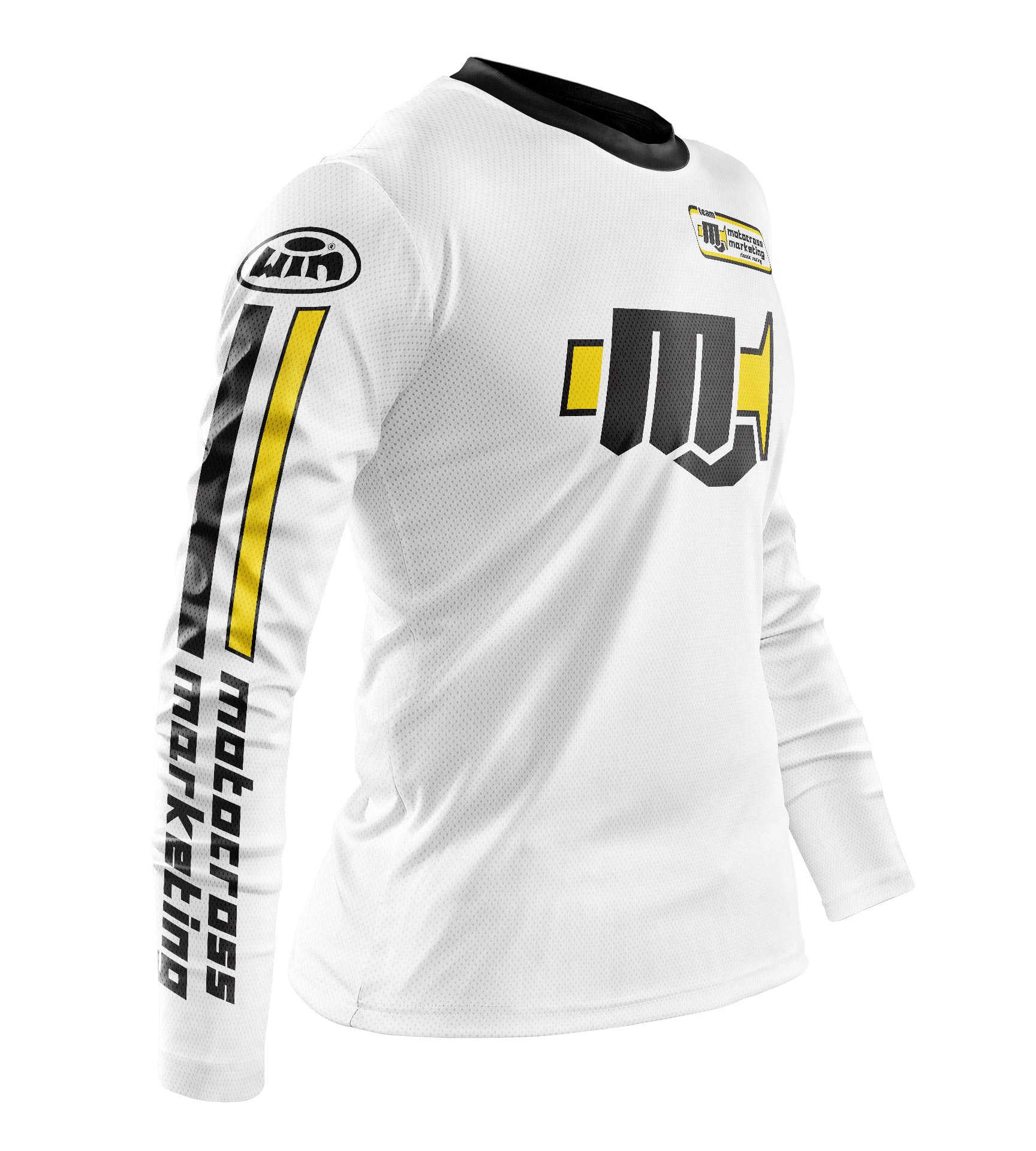 Maillot MXM Aéré Origin Blanc Noir Jaune Profil