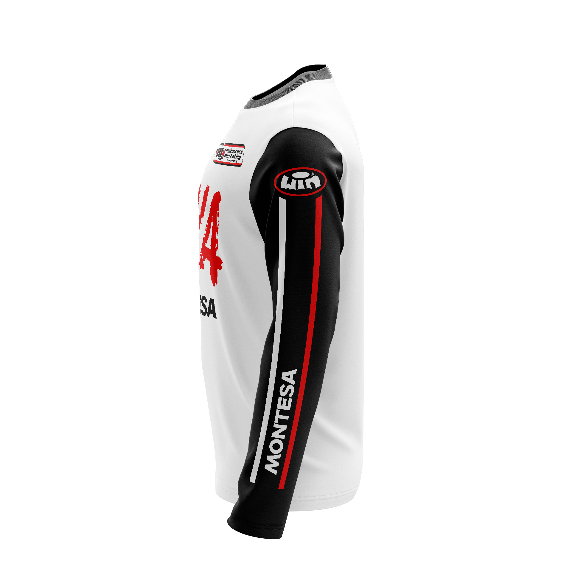 Maillot MONTESA Blanc Manches Noir Rouge Profil