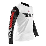 Maillot BSA Aéré Blanc Manches Noir Rouge Profil