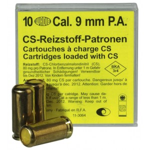 Boîte de 10 cartouches 9 mm gaz lacrymogène cs