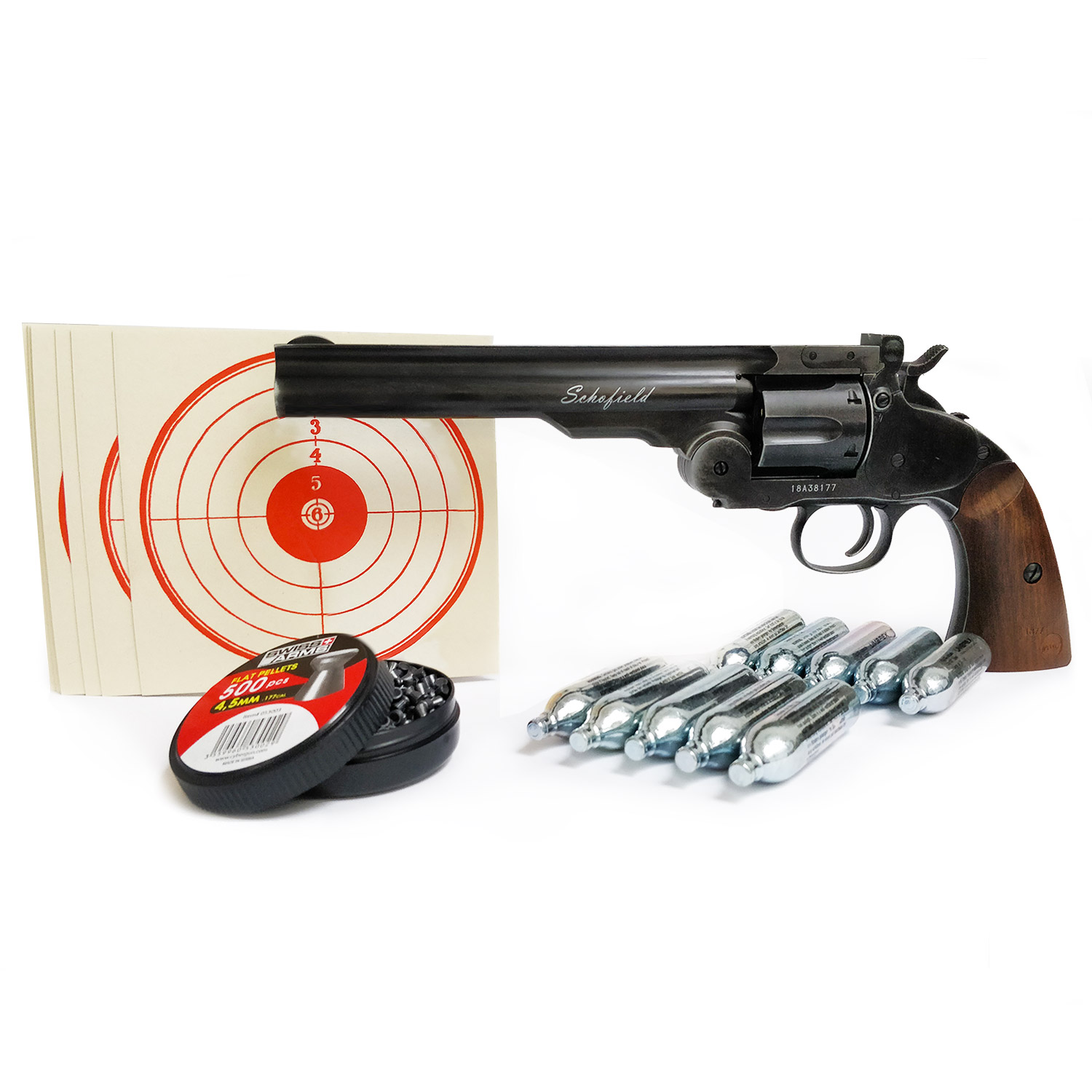 Kit revolver plombs 6 Schofield noir vieilli calibre 4,5 mm