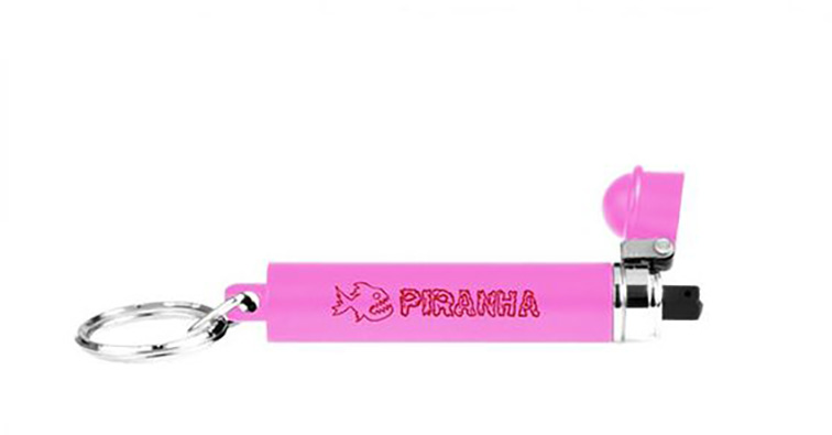 Bombe lacrymogène porte-clés Piranha rose au poivre 3 ml, rechargeable, vue 3