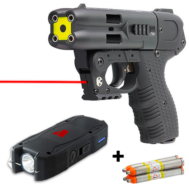 Pack pistolet lacrymogène JPX4 laser, 4 cartouches OC, shocker et holster
