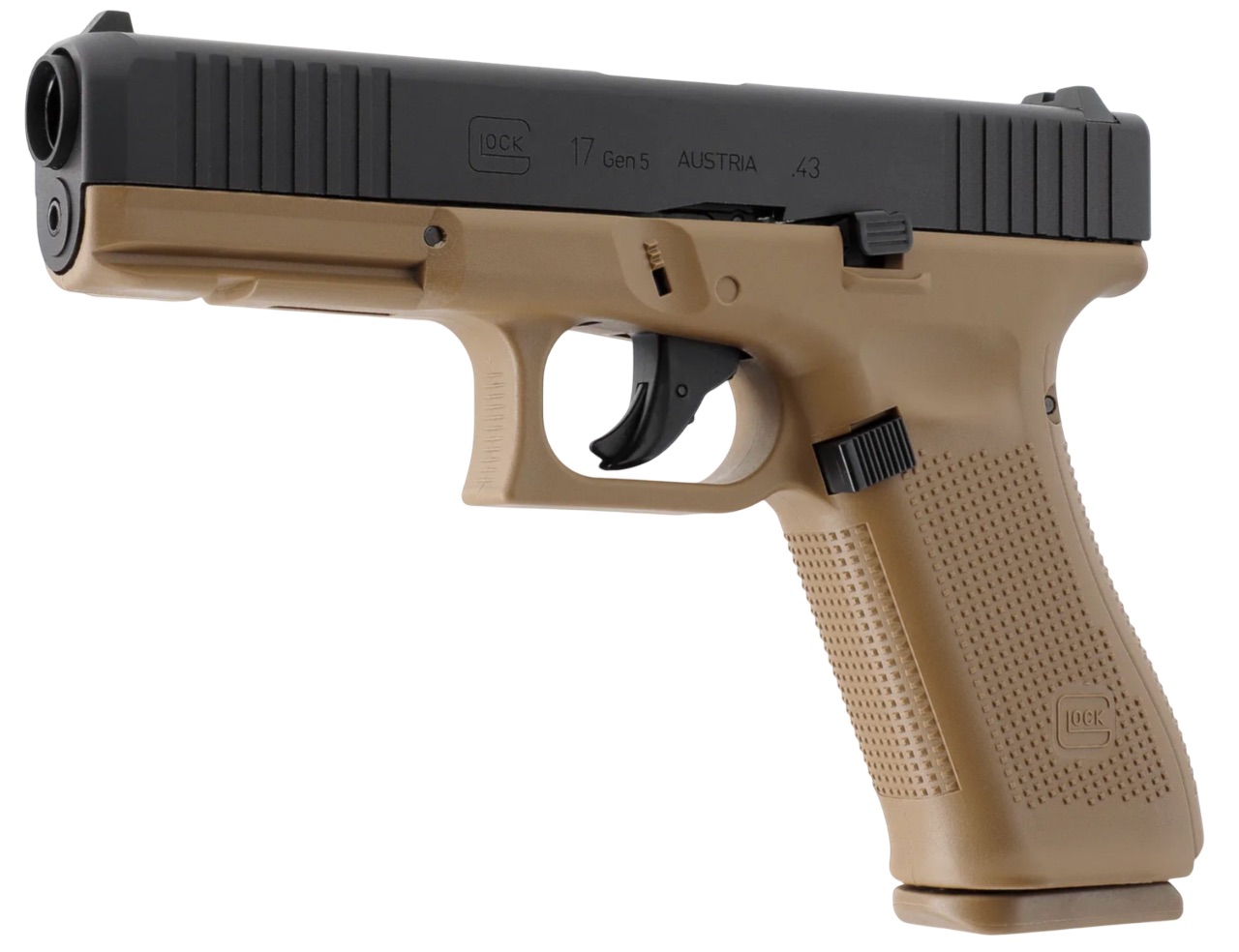 Pistolet de défense T4E Glock 17 Gen5 Coyote calibre .43, moins de 5 joules