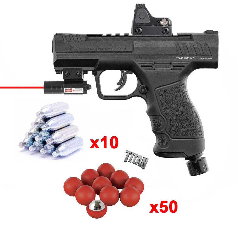 Pack pistolet de défense Beeman BP50 .50 15 J, viseur RMR et laser