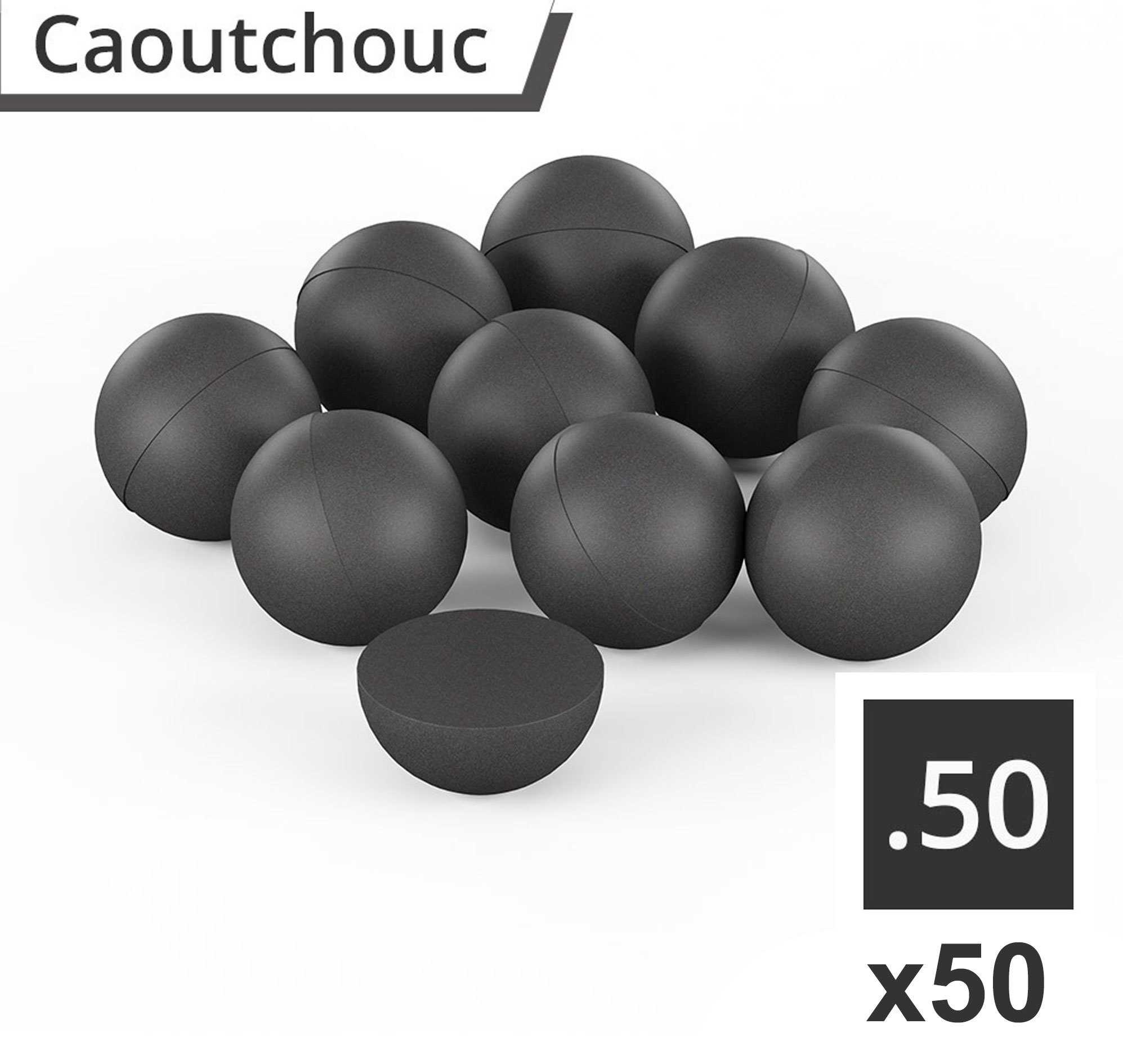 50 billes caoutchouc calibre .50 Praga Technology, 1,4 g, en pot