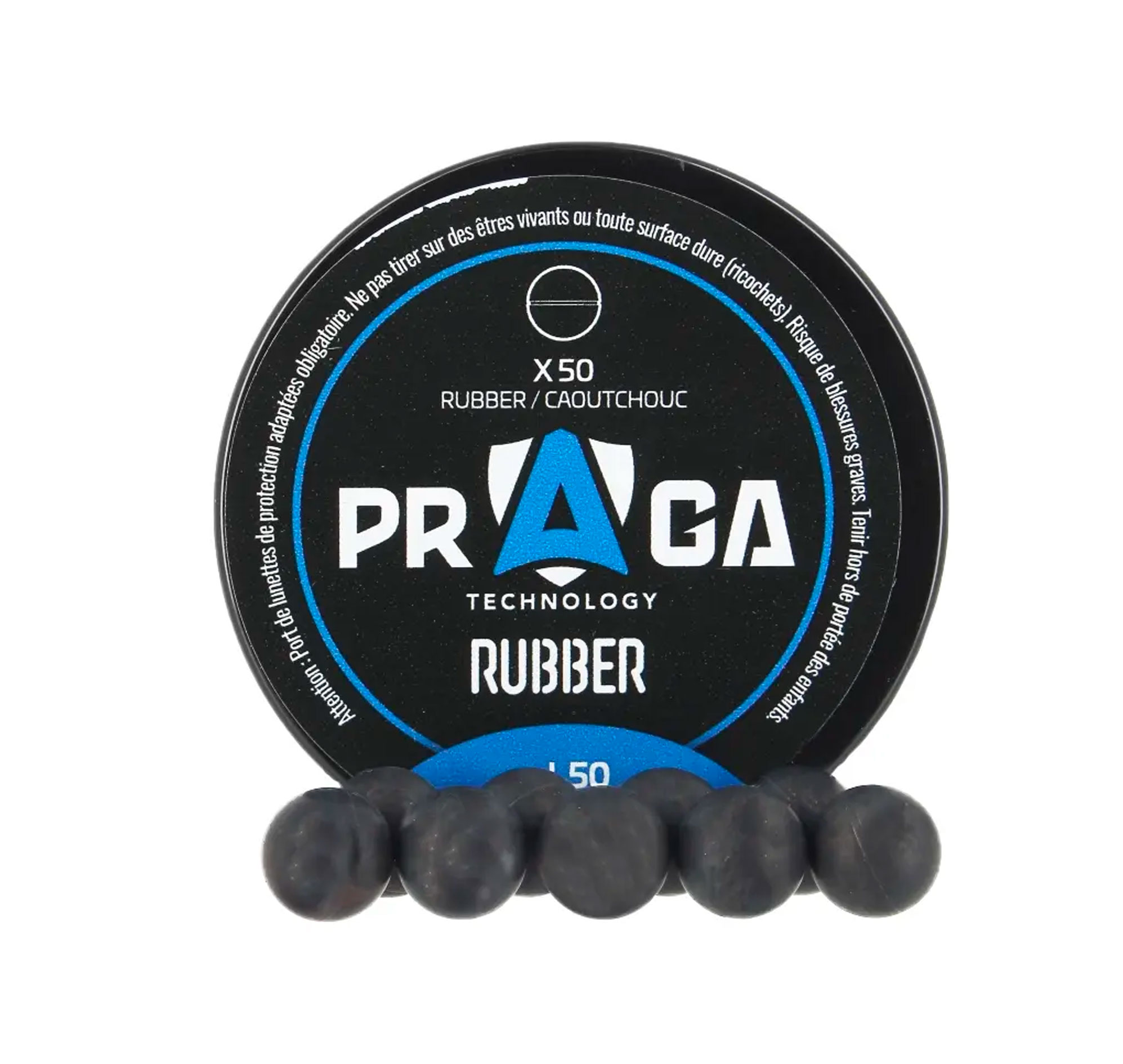 50 billes caoutchouc calibre .50 Praga Technology, 1,4 g, en pot 3