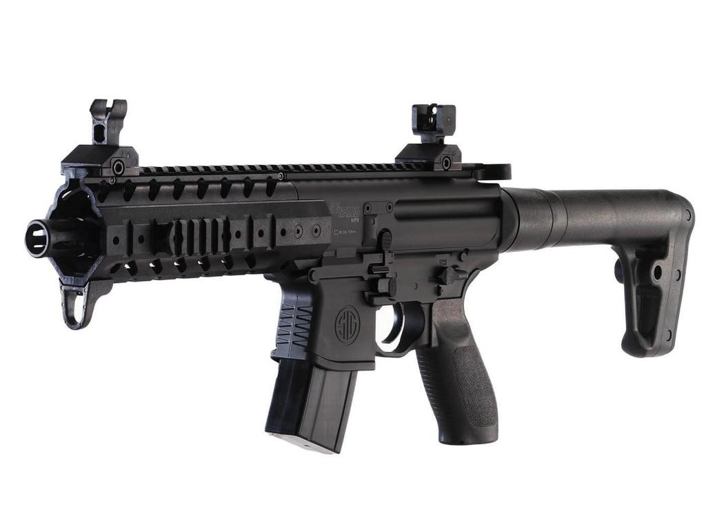 Pack carabine CO2 Sig Sauer MPX 4,5 mm 6,7 J, point rouge, plombs et CO2 3