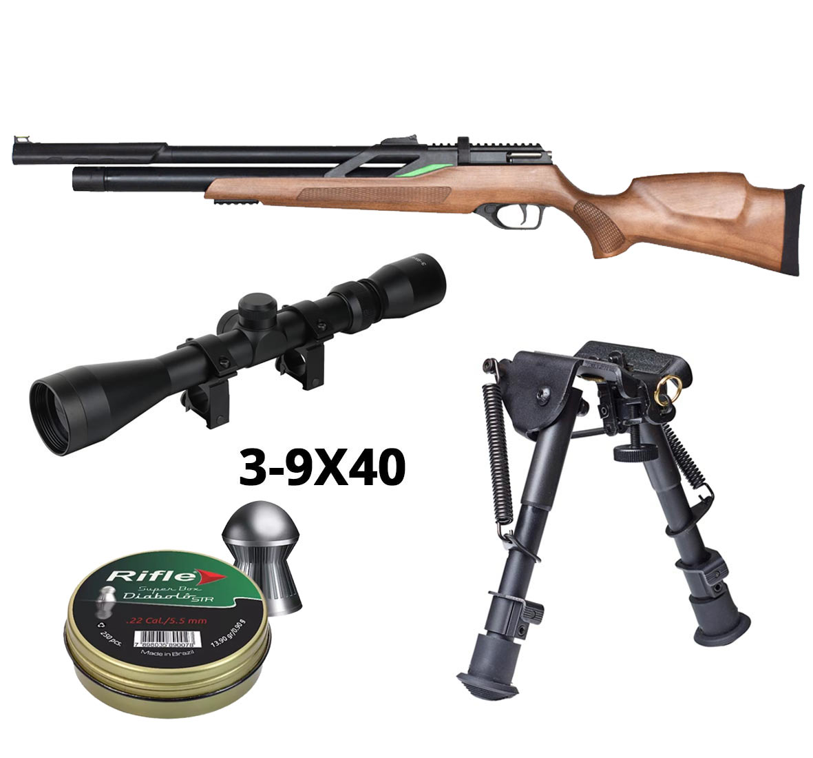 Carabine PCP Snowpeak T-Rex bois 5,5 mm 19,9 joules + lunette 3-9x40