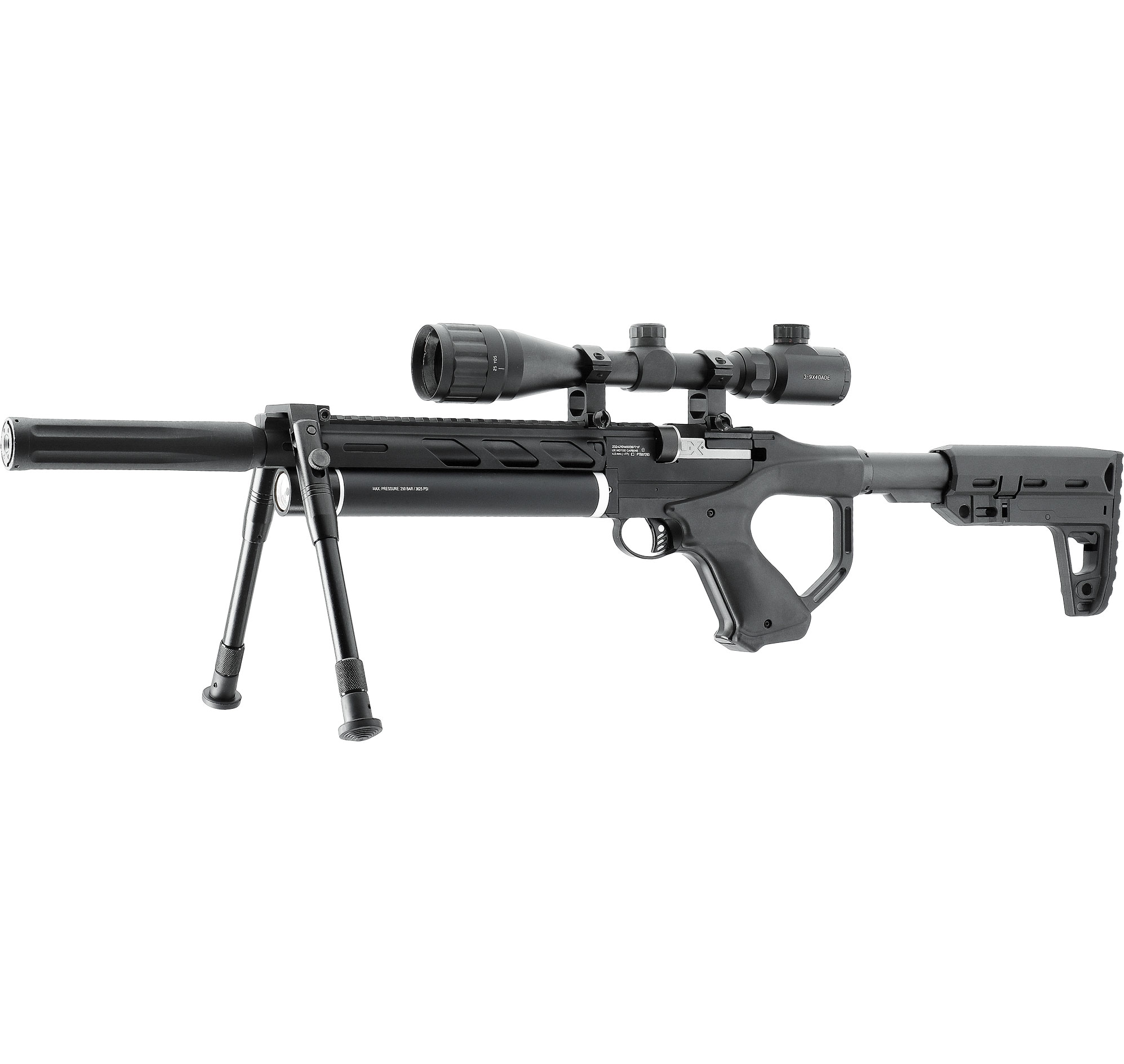 Carabine PCP Umarex Notos Black 5,5 mm 16 joules + lunette 3-9x40, bipied