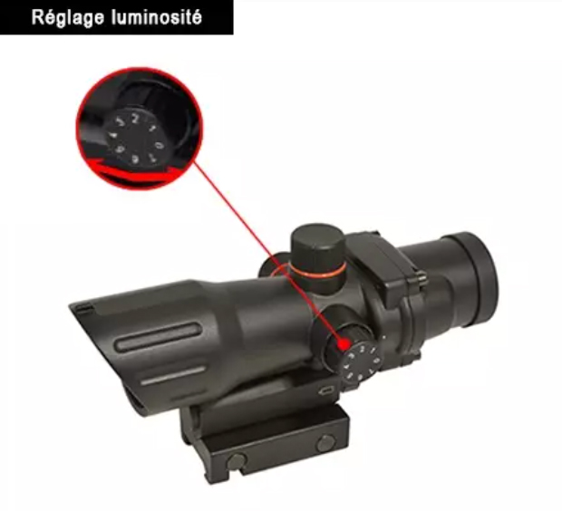 Point rouge Aegon 1x30 type ACOG, 7 intensités, rail Picatinny 22 mm 3