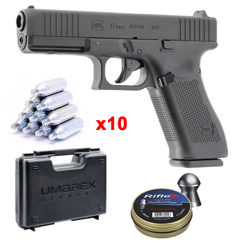 Pistolet à plomb Glock 17 Gen5 CO2 4,5 mm 3 joules, pack avec mallette