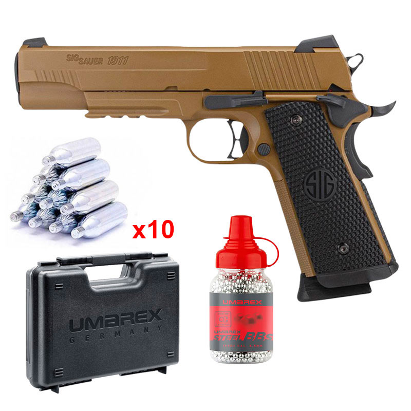 Pistolet CO2 Sig Sauer 1911 Emperor Scorpion tan 4,5 mm BB 1,7 joule, pack