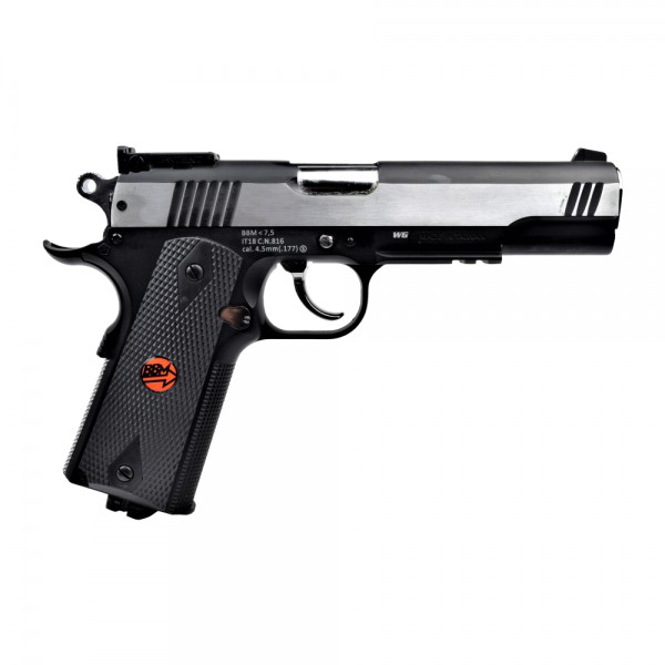 Pistolet CO2 Bruni US Combat 1911 argent tout métal 4,5 mm BB 2